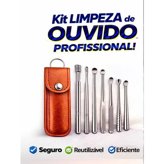 Kit 6 Limpeza De Cera Removedor De Cera De Ouvido Limpador em Aço Inoxidável Portátil Com Estojo