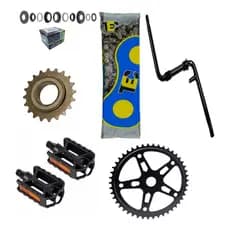 Kit 6 Itens Aro26 Pedivela Catraca Peda Bike Barra Forte Mtb