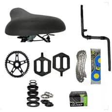Kit Bike - Banco Selim 2 Molas + Pedal + Pedivela + Corrente + Coroa + Movimento Central