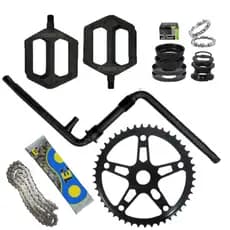 Kit 5 peças - Movimento Central + Pedal + Pedivela + Corrente + Coroa