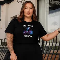 Camiseta Feminina Plus Sise Estampada Peso Academia Blusa Treino 100% Algodão