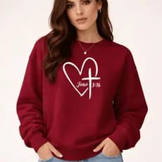 Moletom Feminino Evangelico Catolico Estampado João 3:16 Blusa De Frio 100% Algodão