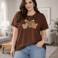 Camista Plus Sise Estampada Três Corações  Blusa Academia 100% Algodão