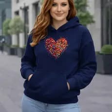 Moletom Feminino Estampado Coração Colorido Blusa De Frio 100% Algodão