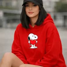 Moletom Feminino Canguru  Com Capuz e Bolso Confortável Estampado Snoop Lançamento 100% Algodao