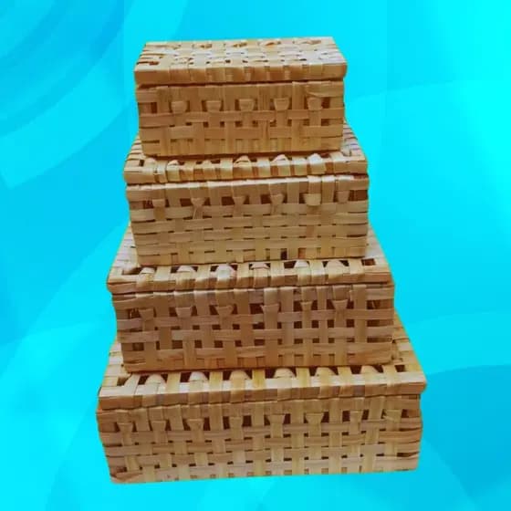 Baú de Palha QUADRADO  Organizador Cesto Multiuso Decorativo (COMPRE NO ATACADO)