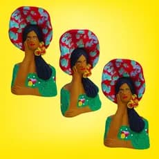 Conjunto Três Marias Bonecas de Barro | 3 Bonecas Rústicas 12cm | Terra do Mestre Vitalino Caruaru