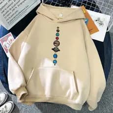 Planeten Kleuren Creativiteit Grappige Hoody Vrouwen Mode Harajuku Streetwear Casual Zachte Hoodies Oversized Losse Fleece Hoody Womens