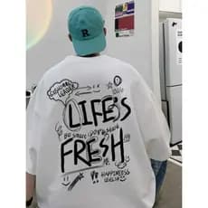 Camiseta Branca Oversized Masculina Lifes Fresh Style