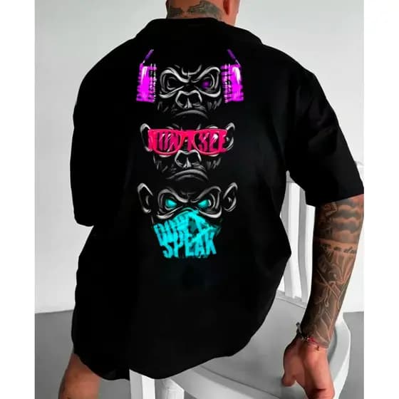 Camisa Oversized Monkey Unissex  Larga Academia Streetwear