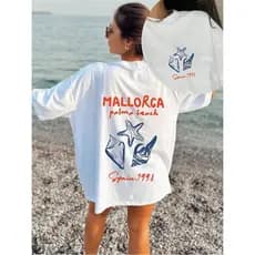 Camiseta Branca Oversized Mallorca 100% Algodão