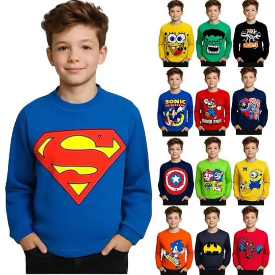 Kit 4 Camiseta Masculina Infantil Manga Longa 100% Algodão
