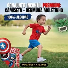Conjuntos Masculino Infantil Verão Camisetas + Bermudas Moletinho Promoção