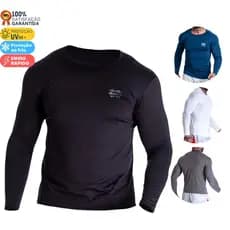 Camisa Térmica Masculina Com Proteção Uv 50+ Segunda Pele Camiseta Malha Fria Academia Manga Longa