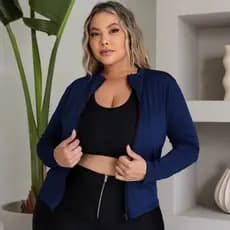 Casaco Feminino Leve UV Blusa Térmica com Zíper Plus Size Esporte