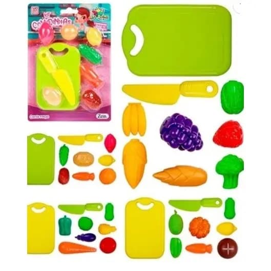 Kit Mini Cozinha Com Tabua E Comidinhas Diversas