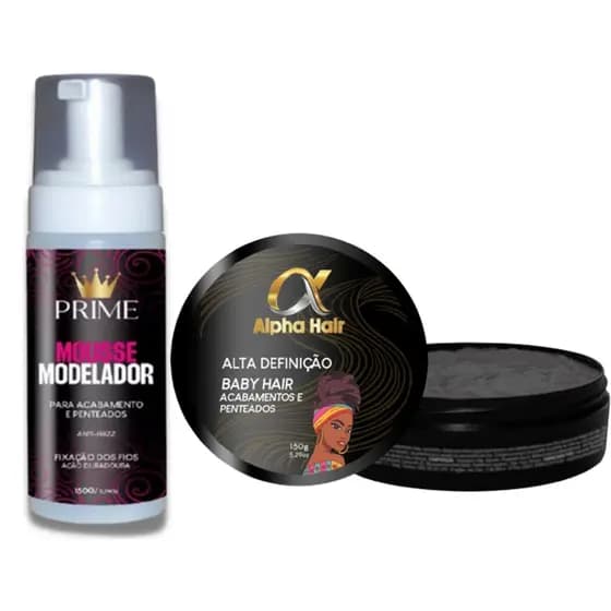 KIt Espuma Mousse 150g Premium + Pomada/Pasta Modeladora 150g Alpha Hair