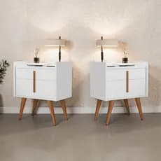 Kit 2 Mesas De Cabeceira Quarto Com 1 Gaveta E 1 Porta Mesa Lateral Decorativa Moisés Criado Mudo