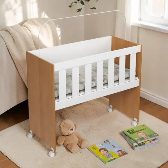 Mini Berço Labubu Quarto Infantil Bebê 5 em 1 Rubi Doce Amor Com Rodízios Grade Acompanha Colchão