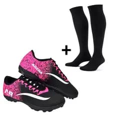 Combo Chuteira + Meião  Futebol Society Adulto Infantil masculino Feminino Costurada e Colada Envio Rapido Promoção