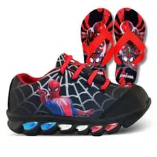 tenis de led infantil masculino homem aranha + chinelo