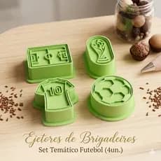 Kit Ejetor Modelador de Brigadeiro Tema Brasilidade Doces Festa Futebol