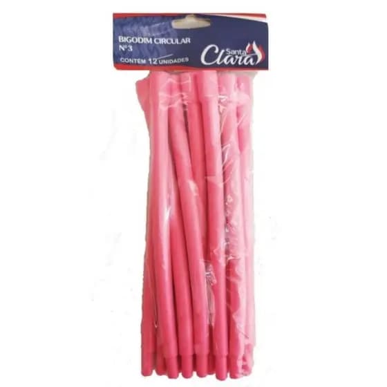 BIGODIM BIGUDINHO PARA CACHEAR CABELO Nº3 Kit 12 UNIDADES SANTA CLARA NA COR ROSA