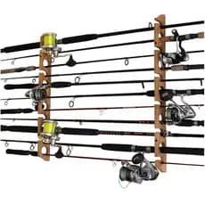Suporte Vara de Pesca Parede Madeira Pinus 5 e 10 Varas Pendurar Vara