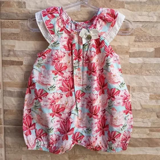 Macacão Curto Infantil Feminino Romper Din Don - Tamanho P - Macacão Verão Menina