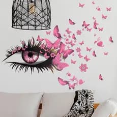 Adesivos de parede Adesivos de parede criativos Cílios e Borboleta Adesivos decorativos 60*80CM