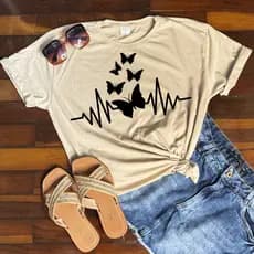 Blusa Camiseta Feminino algodão varias estampas gola redonda