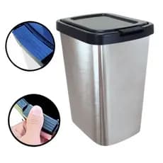 Lixeira Para Banheiro Cesto de Lixo Cozinha Escritório Com Tampa Trava Clique 9 Litros Cor Inox