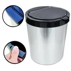 Lixeira Cesto De Lixo Banheiro Cozinha Escritorio 10 Litros Com Tampa Click Cor Inox