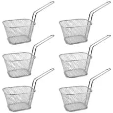Kit 6 Mini Cesto Para Fritura Ideal Hamburgueria Restaurante Servir Porções Quentes Batata Fritas