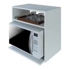 Suporte P/ Microondas C/ Nicho Em Mdf Branco 15mm Sem Fundo.