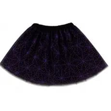 Saia Tule Halloween Preto Com Teias De Aranha Roxo