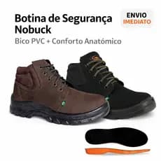 Botina Bota De Segurança Nobuck Bico De PVC Ecosafety Ps139 Trabalho Epi Ca + Palmilha Anatômica