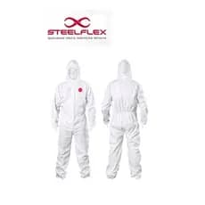 Macacão Hospitalar Branco De Segurança Com Capuz Proteção Quimica Pintura Covertech Steelflex Epi CA