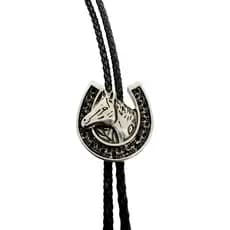 Colar Country Gravata Baladeira Cavalo Ferradura Prateado