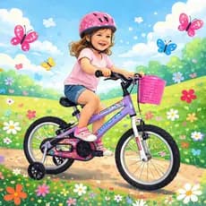 Bicicleta Infantil Aro 16 Feminina Athor Baby Girl Rosa Lilás 3 a 6 Anos 93cm a 123cm Altura