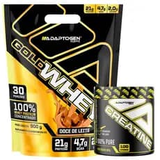 Gold Whey Refil 900g Sabores + Creatina 300g - Adaptogen