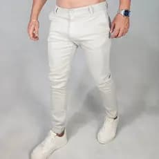 Calça Alfaiataria Masculina Premium Sarja Skinny Elastano Bolso Faca