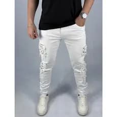 Calça Jeans Masculina Skinny Rasgada Premium Lycra Elastano Stretch
