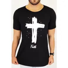 Camiseta Masculina Premium Gola Careca Slim Longline Faith Cruz Dustin Club
