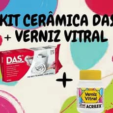 Massa de modelar Cerâmica Fria DAS + Verniz Vitral Acrilex 37 ml