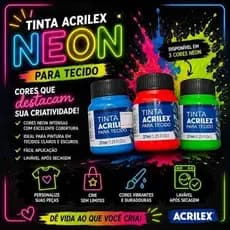Kit Com 06Tinta de Tecido Fluorescente Original Acrilex