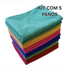 Kit Com 05 Pano Microfibra Prato Pia Limpeza 35x55cm Limpa Carro Vidro  Flanela Multiuso