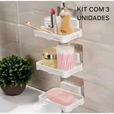 Kit Com 3 Saboneteira De Parede Suporte Para Sabonete Porta Sabonete Sabão Com Adesivo Sem Furo