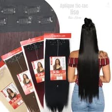 Aplique Tic Tac Identico Ao Humano 100 % Bio Fibra  Kit 3 Telas - Liso Longo 220 Gr - 80 Cm  - Alice -