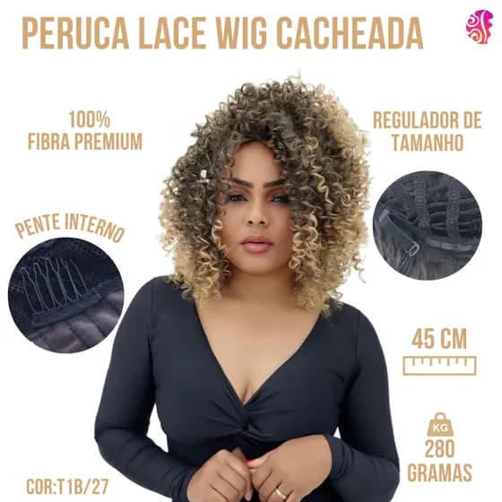 Peruca Lace Wig Cabelo Cacheado De Fibra Organica Premium Human Hair Yan Hair